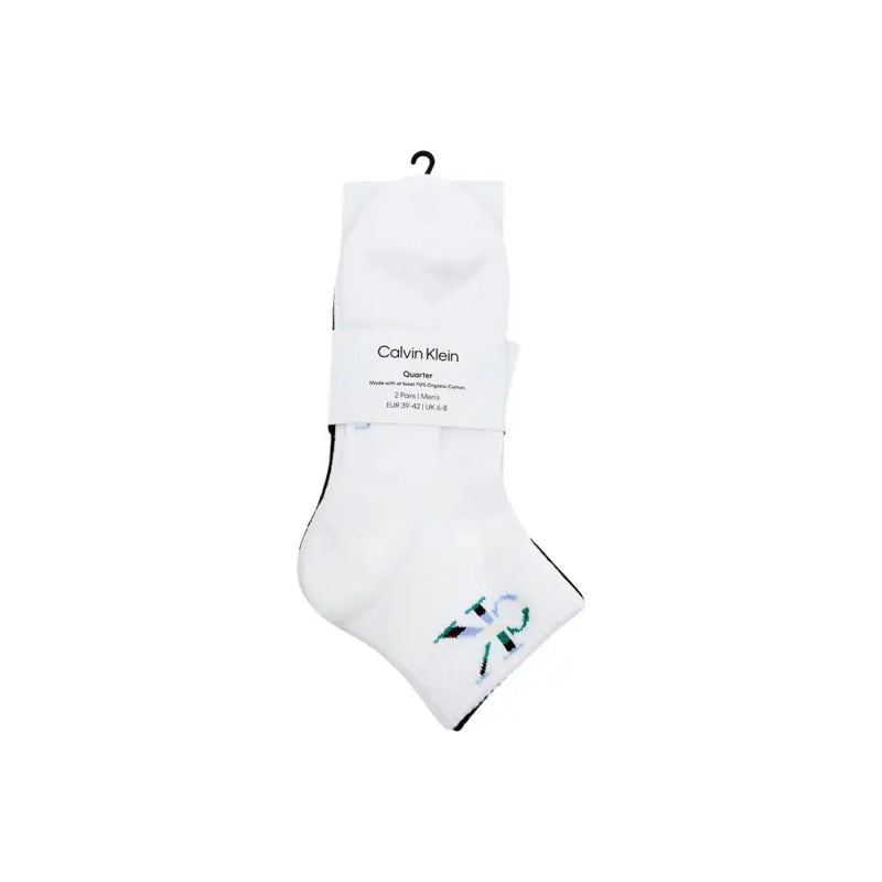Weiß Calvin Klein Jeans Herren-Unterwäsche-Viertelsocken mit dezentem, gesticktem Logo am Fuß für die Freizeit