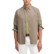 Calvin Klein Jeans men shirt beige button-down with subtle embroidered logo on chest in cotton blend fabric