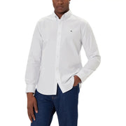 Calvin Klein Jeans men shirt white button-down with subtle embroidered logo on the chest for casual wear
