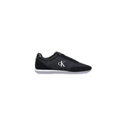 Black calvin klein jeans men white polyester lace up sneaker with sleek quilted upper and white side logo