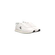 Calvin Klein Jeans men white polyester lace up sneakers with black logo and accents in classic design