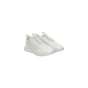 Calvin Klein Jeans men white sporty sneakers made of white mesh with sleek minimalist design and matching laces