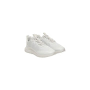 Calvin Klein Jeans men white sporty sneakers made of white mesh with sleek minimalist design and matching laces