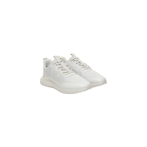 Calvin Klein Jeans men white sporty sneakers made of white mesh with sleek minimalist design and matching laces