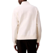 Calvin Klein Jeans men white zip turtleneck sweatshirt in cream soft cotton blend with high collar and ribbed cuffs