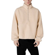 Calvin Klein Jeans men’s beige fleece half-zip sweatshirt with a soft textured surface and ribbed cuffs