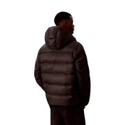 Calvin Klein Jeans puffer jacket for men in dark brown with quilted design and hood, front view