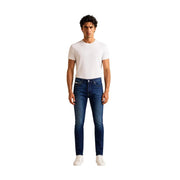 Calvin Klein Jeans Jean slim pour homme bleu foncé, coupe classique cinq poches et délavage subtil, vue de face