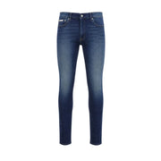 Calvin Klein Jean slim pour homme en denim bleu foncé légèrement délavé, vue de face