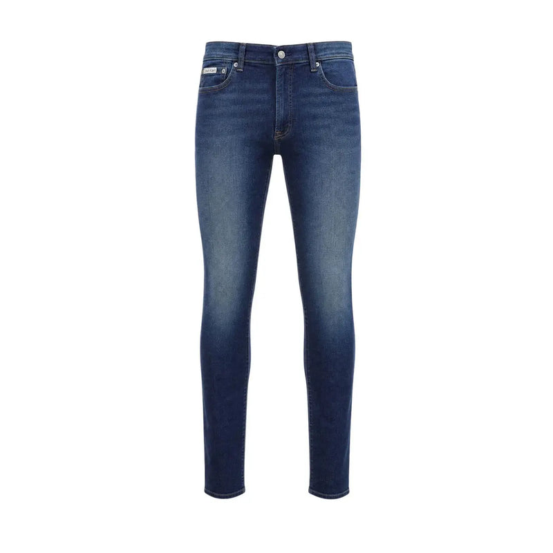Calvin Klein Jean slim pour homme en denim bleu foncé légèrement délavé, vue de face