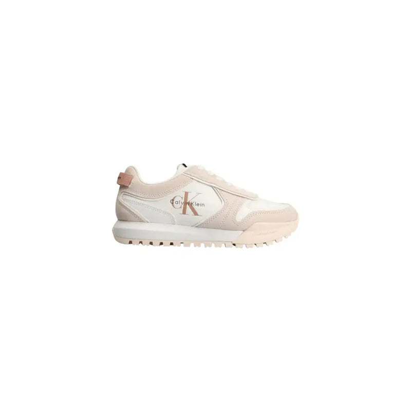 Calvin Klein white leather women’s sneakers with pink accents
