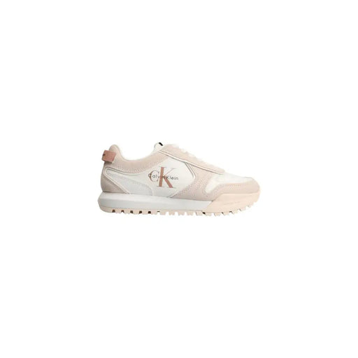 Calvin Klein white leather women’s sneakers with pink accents