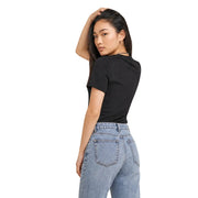 Calvin Klein Jeans women black cotton fitted short sleeved t shirt classic style front view