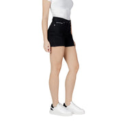Calvin klein jeans women black high-waisted cotton denim shorts with frayed hem and silver-toned hardware