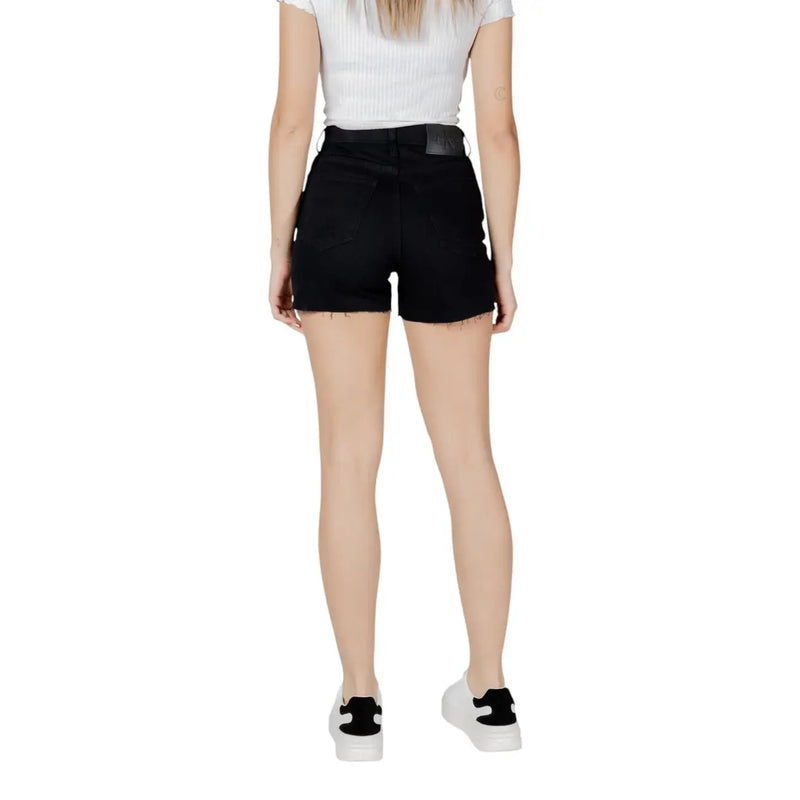 Calvin Klein Jeans women black high-waisted cotton denim shorts with frayed hem for casual wear