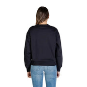 Calvin Klein Jeans women black cotton crewneck sweatshirt with long sleeves and ribbed cuffs