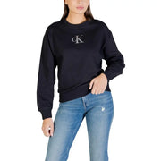 Calvin Klein Jeans womens black cotton sweatshirt with silver CK logo