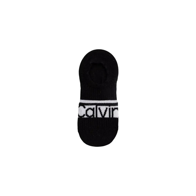 Black Calvin Klein cotton ankle sock with white logo band from Calvin Klein Jeans women footie socks 2 pack