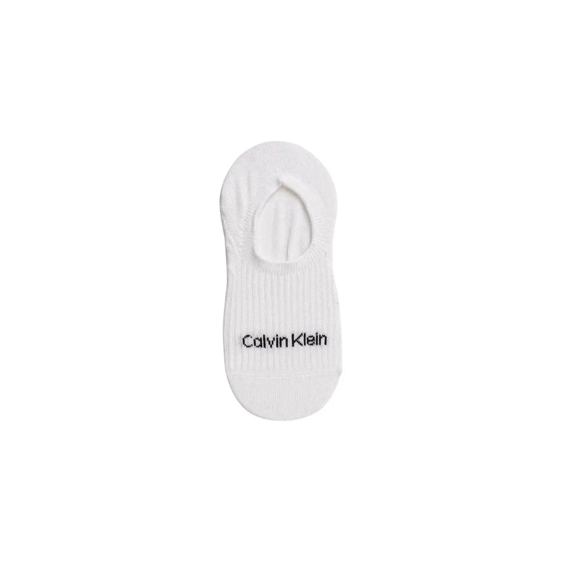 White calvin klein no-show sock with ribbed texture and black logo made of cotton for women in a 2 pack set