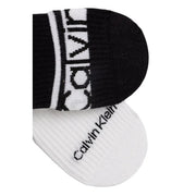Calvin klein jeans women black and white cotton ankle socks with ribbed texture and bold logo branding 2 pack