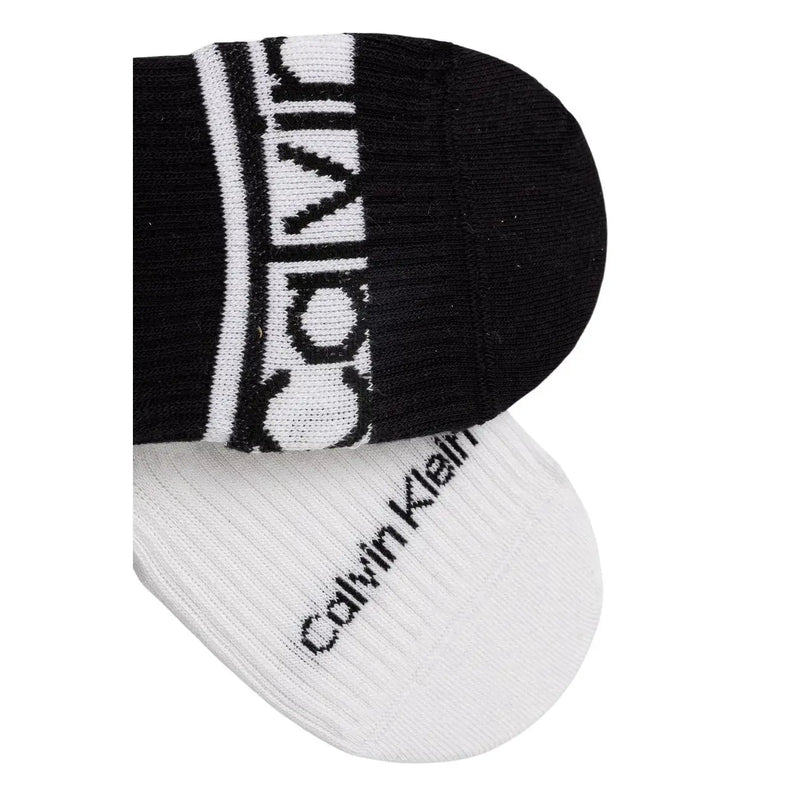 Calvin klein jeans women black and white cotton ankle socks with ribbed texture and bold logo branding 2 pack