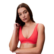 Calvin Klein Jeans women black halter bralette beachwear with coral-colored minimalist bra and thin straps
