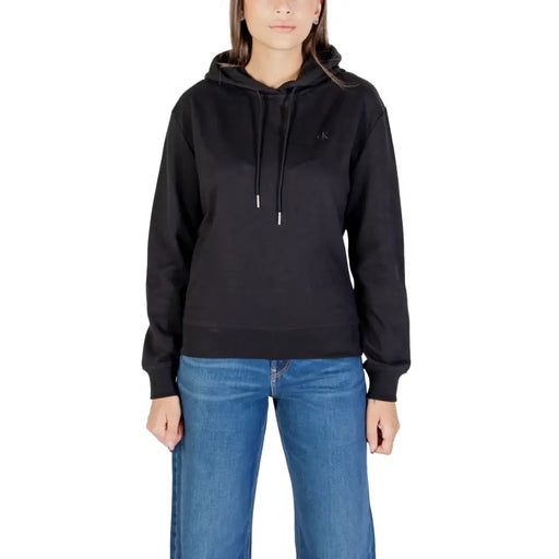 Calvin Klein Jeans women’s black hooded sweatshirt with embroidered logo
