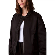 Calvin Klein Jeans women black polyester bomber jacket with sleek modern design and silver zipper accents
