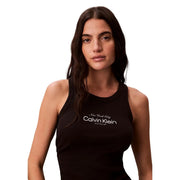 Calvin Klein Jeans women black sleeveless round neck tank top with white new york city and calvin klein text print