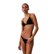 Calvin Klein Jeans women black triangle beachwear bikini set featuring black cotton triangle bra and matching briefs