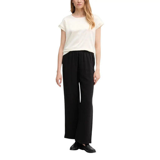 Calvin Klein Jeans women black wide-leg trousers with elastic waistband and relaxed flowing silhouette for fall winter