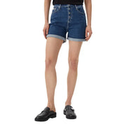 Calvin klein jeans women blue cotton shorts high-waisted denim with button-front closure and rolled cuffs