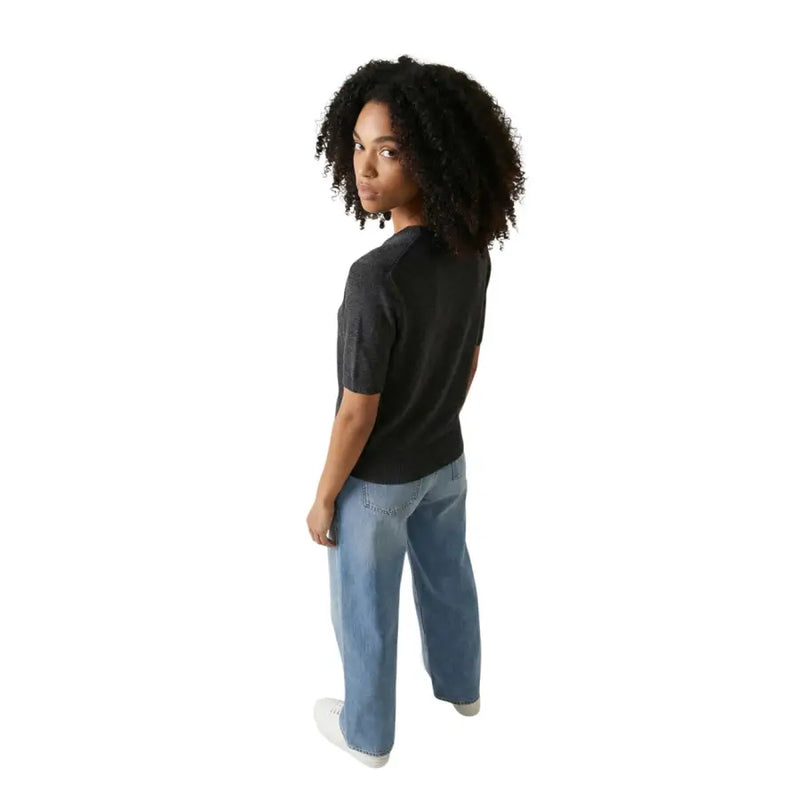 Black Calvin Klein Jeans women short-sleeved knit top with raglan sleeves made of cotton knitwear