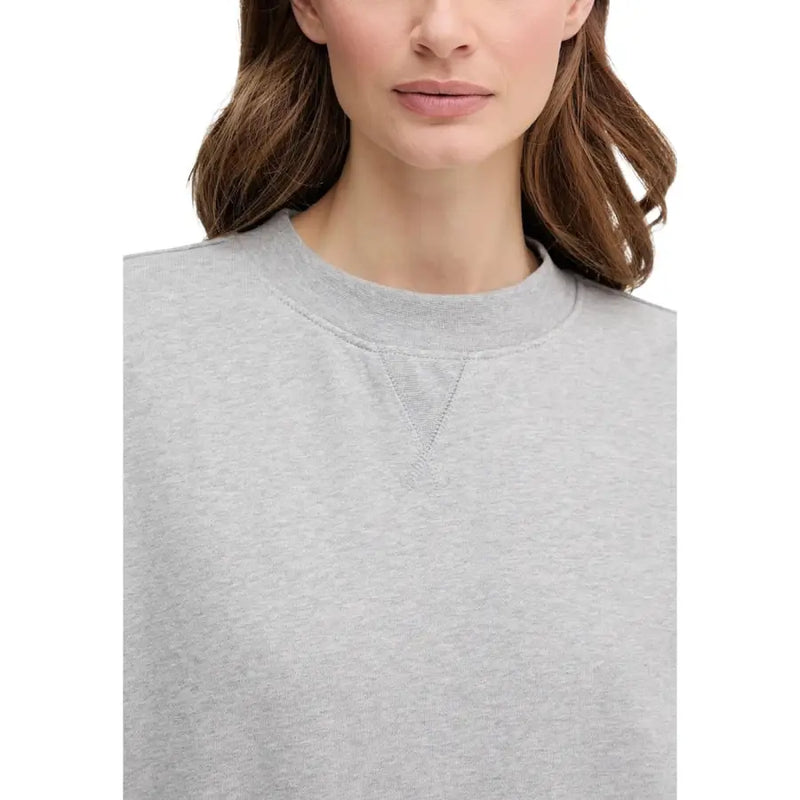 Calvin Klein Jeans women grey cotton crewneck sweatshirt with ribbed neckline