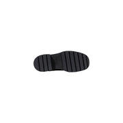 Black rubber sole with textured ribbed pattern for grip on calvin klein jeans women grey leather ankle boots back side