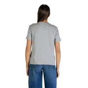 Calvin Klein Jeans women grey print cotton t-shirt heather gray short-sleeved with classic crew neck