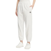 Calvin Klein white joggers with black thigh logo in light blue cotton trousers