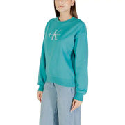 Teal calvin klein jeans women light blue print long sleeve sweatshirt with white ck logo on the chest