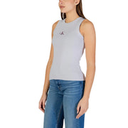 Calvin Klein Jeans women lilac cotton sleeveless tank top with fitted silhouette and rounded neckline