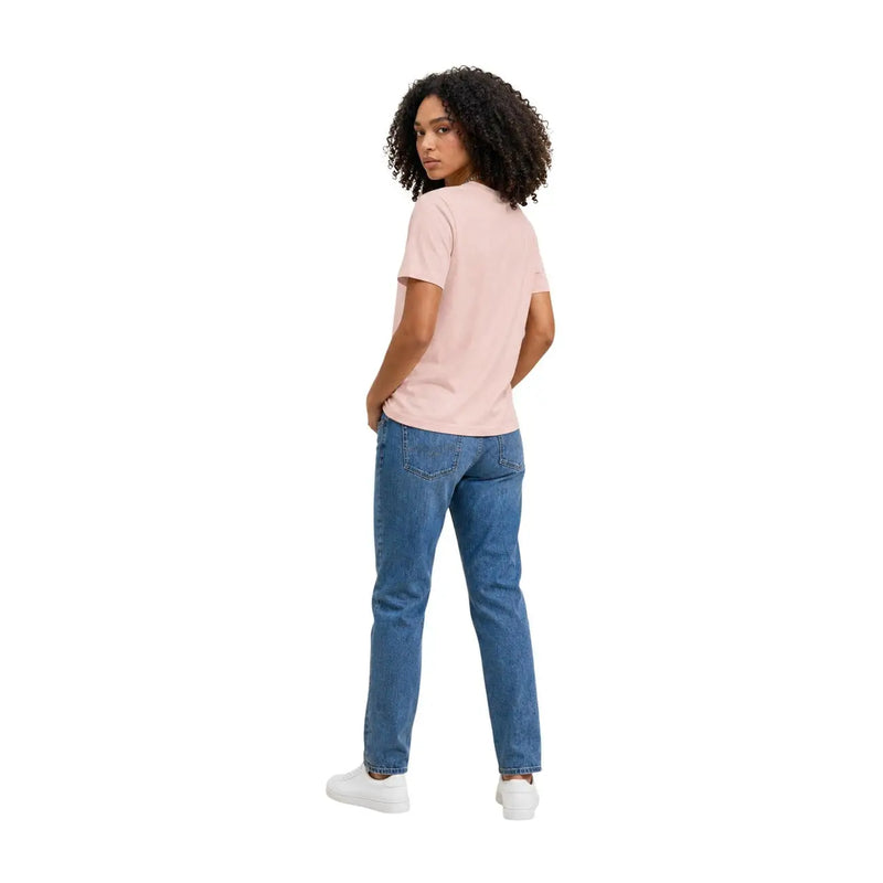 Calvin klein jeans women pink cotton short sleeve t shirt showing the back with a subtle logo detail