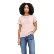 Calvin Klein Jeans women pink cotton short sleeve t shirt with subtle tonal ck logo print on the chest