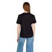 Calvin Klein Jeans women short sleeve black cotton t shirt crew neck with a comfortable fit for casual wear
