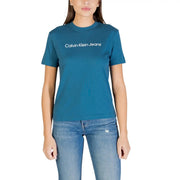 Calvin Klein Jeans black short sleeve cotton t-shirt with white logo