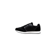 Calvin Klein Jeans women slip on black sneakers made of suede and synthetic leather with white rubber sole