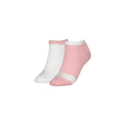 A pair of Calvin Klein Jeans women sneaker socks in pink and white with a subtle puma logo on the foot