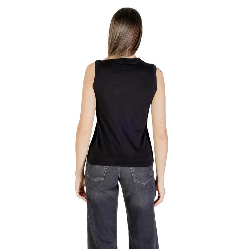 Calvin Klein Jeans women tank top black cotton sleeveless with a simple fitted design and round neck