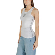 Calvin Klein Jeans women tank top white cotton with black logo and contrasting side seam stitching