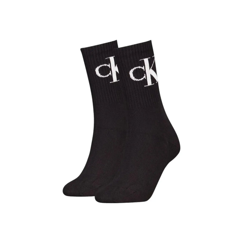 Black calvin klein jeans women underwear ankle socks in cotton blend featuring white ck logo on cuff