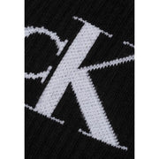 Black Calvin Klein jeans women underwear cotton blend sock with bold white CK logo knit into fabric front side