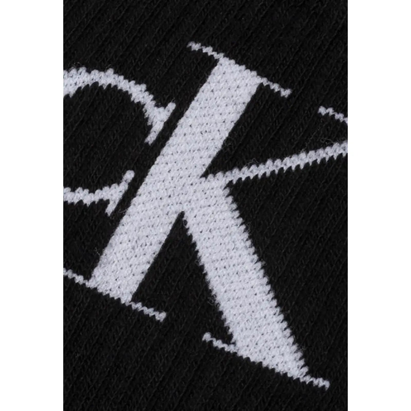 Black Calvin Klein jeans women underwear cotton blend sock with bold white CK logo knit into fabric front side